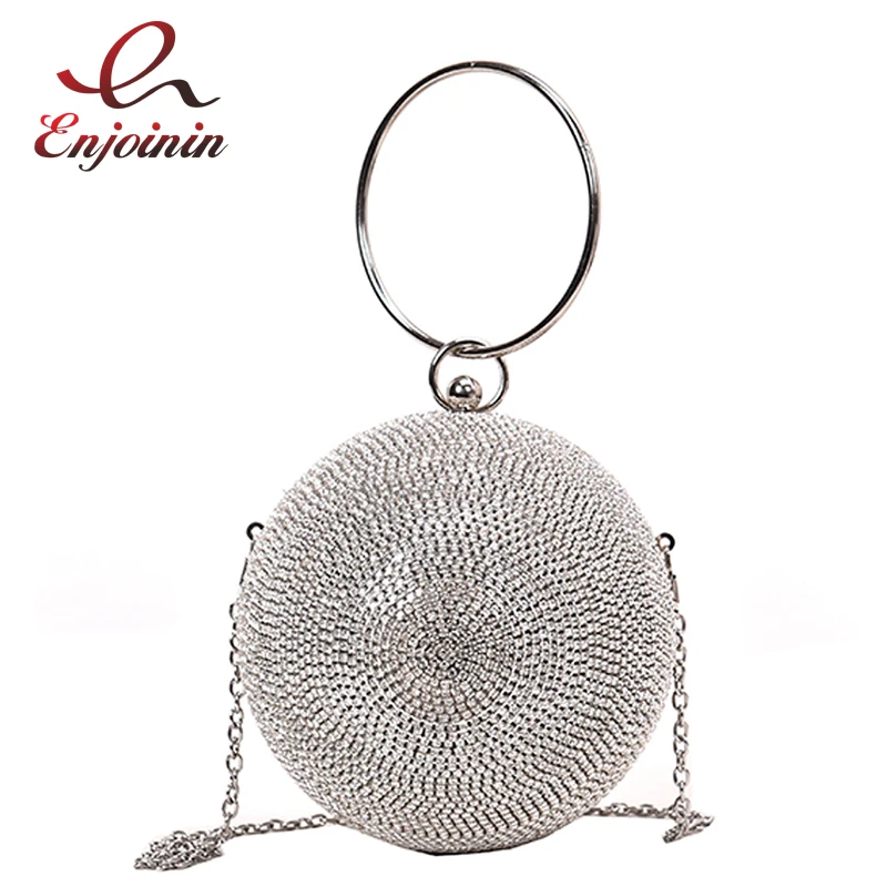 

Роскошная женская сумка-тоут с полностью бриллиантами, с металлическим кольцом, для вечерние, сумка для ужина, кошелек с цепочкой, мини-сумка через плечо, женская сумка-тоут