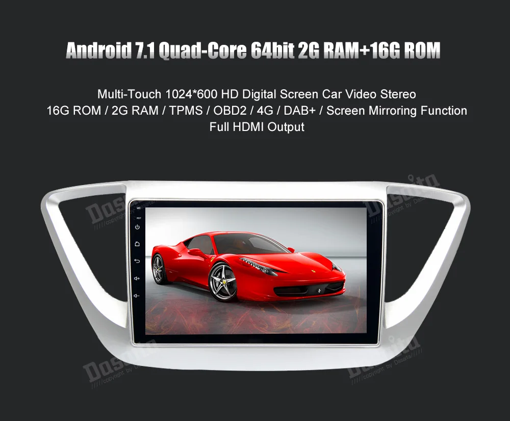 Discount Dasaita 9" Android 7.1 Car GPS Player Navi for Hyundai Verna Solaris 2017 with 2G+16G Quad Core  Stereo Radio Multimedia No DVD 4