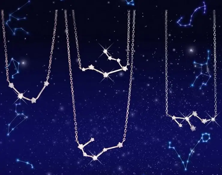 

Vinnie Design 925 Sterling Silver 12 Constellations Pendant Sparkling Crystal Zodiac Virgo Libra Leo Necklaces for Women Men