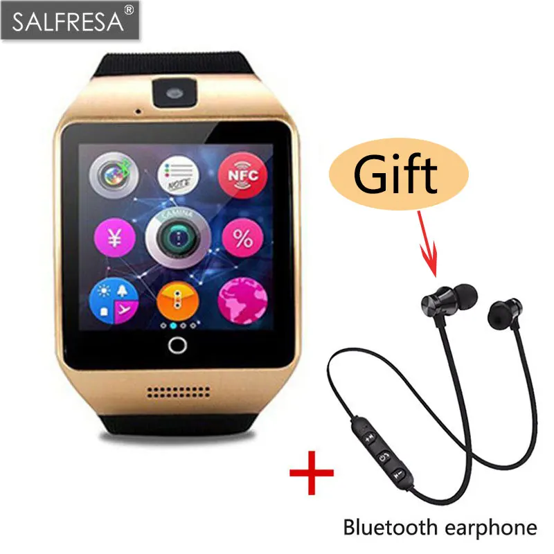 Bluetooth Смарт часы для мужчин SALFRESA Q18 с сенсорным экраном большая батарея поддержка