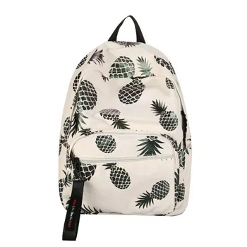 

3PCS / LOT Women Fruit Printing Backpack Canvas Backpacks for Teenage School Bag Green Pineapple Backpack Large Travel Bag