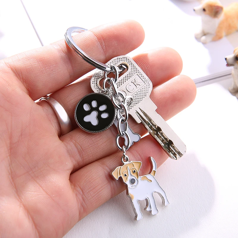 Jack Russell Terrier pendant keychain car key rings Holder Gift for men women bag pet charm Jewelry