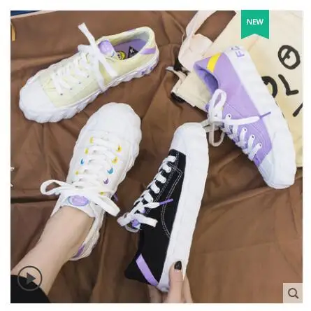 

Women Canvas Shoes Sneakers 2019 Hot Solid Lace-up Shoes Girls Non-slip Vulcanize Shoes Women Flat Casual Running Shoes Trainer
