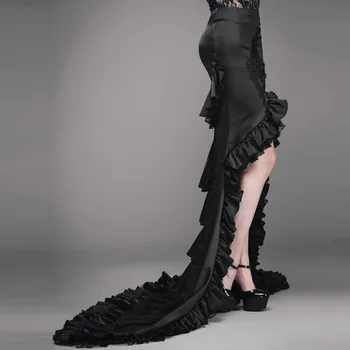 

EVA LADY Gothic Style Front Short Long Back Big Swing Skirt Steampunk Party Prom Women Sexy Fishtail Long Skirts