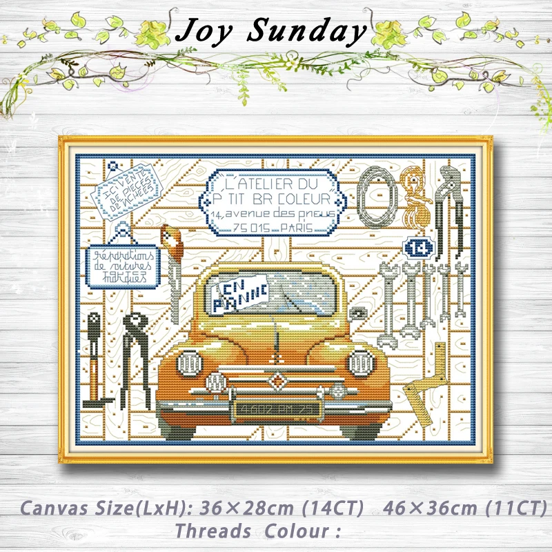 

Repair garage cartoon decor paintings dmc 14CT 11CT counted cross stitch kits embroidery set Needlework Set chinese cross stitch