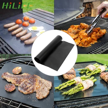 

HILIFE Heat-resistant Baking Sheet Pad Teflon and Fiberglass BBQ Grill Mat Non-stick 2 PCS Easy To Clean Reuseable