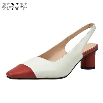 

2019 New Designer Sexy Heel Sandals Genuine Leather Gladiator Sandals Women High Heel Summer Shoes Square Toe Ladies Shoes Woman