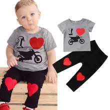 Детская футболка для новорожденных мальчиков, топы+ штаны-шаровары, детская одежда, модная одежда для езды на мотоцикле, От 1 до 5 лет