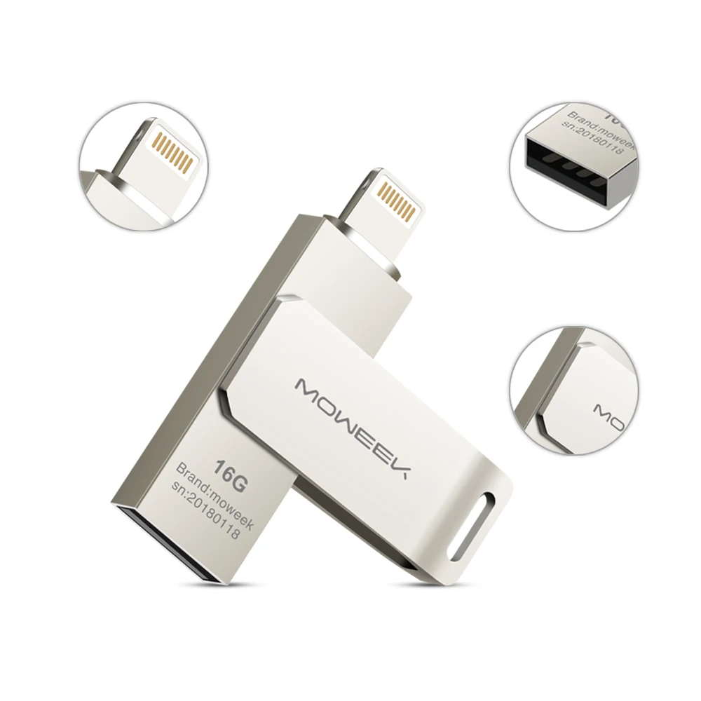 Moweek USB флеш накопитель 64 ГБ для iPhone X 8 7 6 S 32 OTG Lightning iOS 128 накопитель|USB