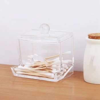 

Cotton Swab Storage Dispenser Clear Cotton Ball Swab Holder Cotton Bud Storage Box Cosmetics Makeup Storage Holder Box Organiz