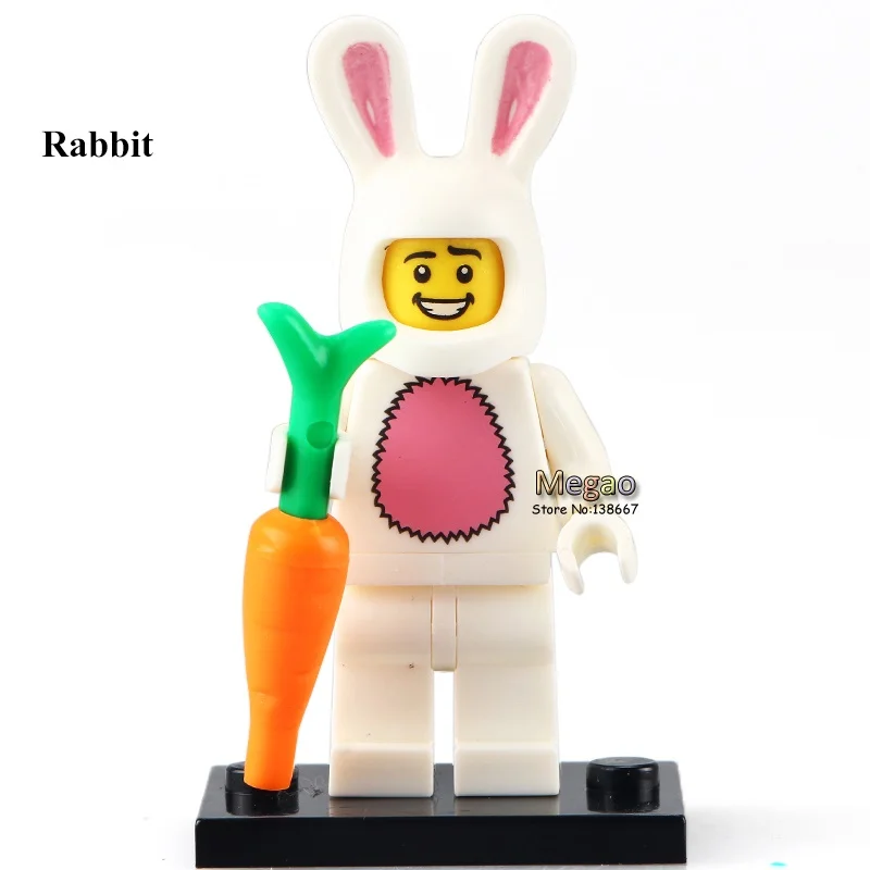 

50pcs/lot PG964 Easter Bunny Suit Guy Collectible Series 7 Rabbit Carrot 8831 BuildingBlock Kids New Year Gift Toys