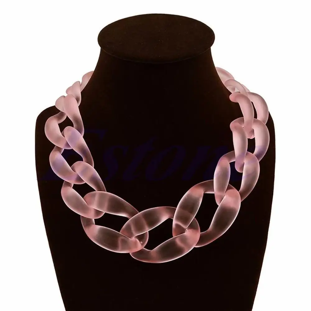 Модные ювелирные изделия акриловый воротник Массивное колье массивная цепочка ожерелье кулон W715 - Окраска металла: Pink
