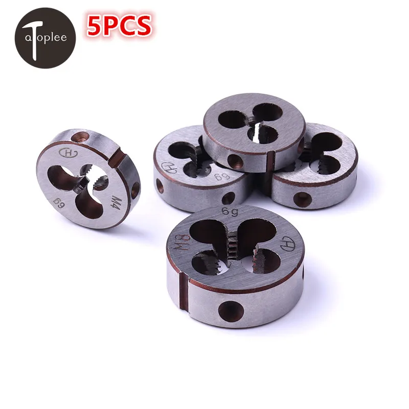 High Hardness 5PCS M3,M4,M5,M6,M8 Metric Thread Die Alloy Tool Steel