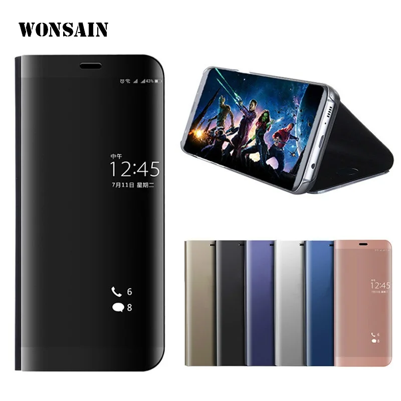 

Wonsain Flip Clear Mirror Case for Samsung Galaxy A8 A8+ A6 A6+ A9(2018) A8 Star A9 Pro A5 A7 A3 (2018) Covers