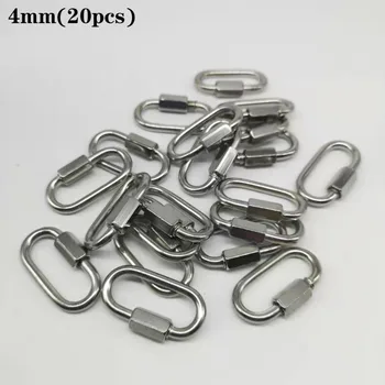 

20pcs 4mm 304 Stainless Steel M4 Chain Quick Link Oval Thread Carabiner Chain Connector with screws