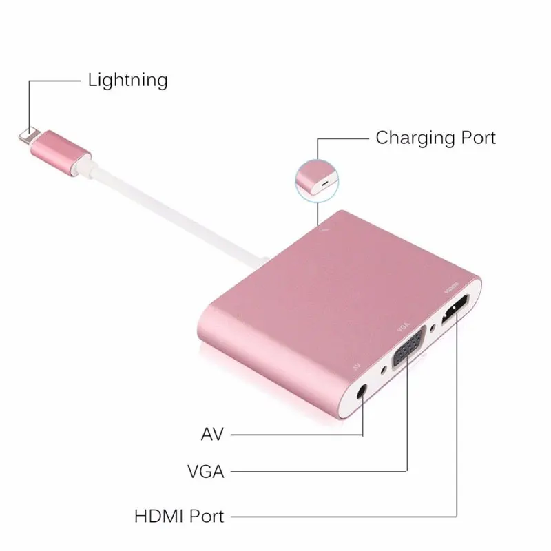  HDTV Adaptor Cable For Lightning to HDMI VGA AV Audio Vedio Adapter Cable For iPhone x 8 7 6plus Fo