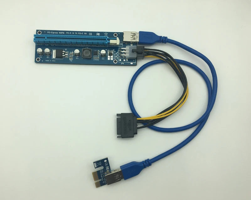 1X to 16X PCIE riser USB 3.0 Adapter Card - With Extension Cable pci-e cable 16x 12pack | Компьютеры и офис
