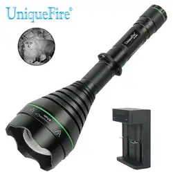 UniqueFire инфракрасный 850nm 67 мм 3 режима мощный светодиодный фонарик Long Range Вт + два слота зарядное устройство Черный перезаряжаемые факел