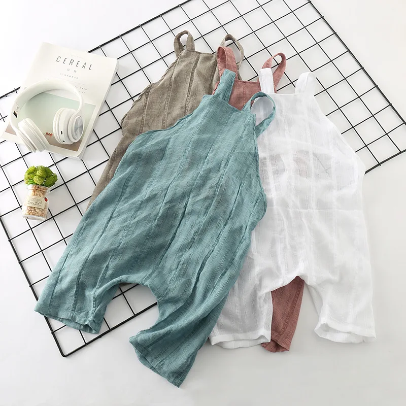 2018 Summer Girls Boys Cotton Overalls Fashion Kids Girl Pants 