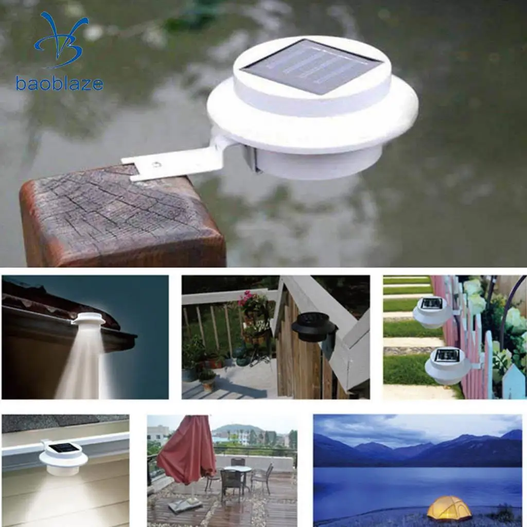 2pcs Solar Powered Yard Wall LED Light Fence Wall Lamp  White Light Black&White