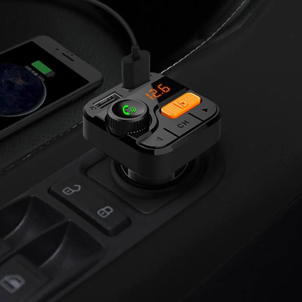 Бас fm-передатчик Aux модулятор Bluetooth громкой связи автомобильный комплект автомобильный аудио mp3-плеер 3.4A Быстрая зарядка двойной зарядное устройство usb