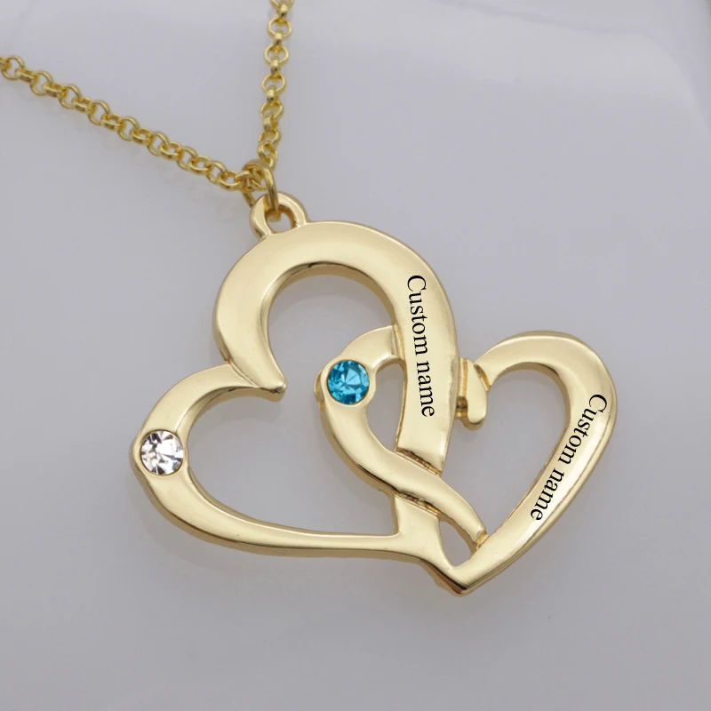 Элегантное сердце колье с камнем рождения список выгравированное имя ожерелье s ювелирные изделия завод цена для вас YP2486