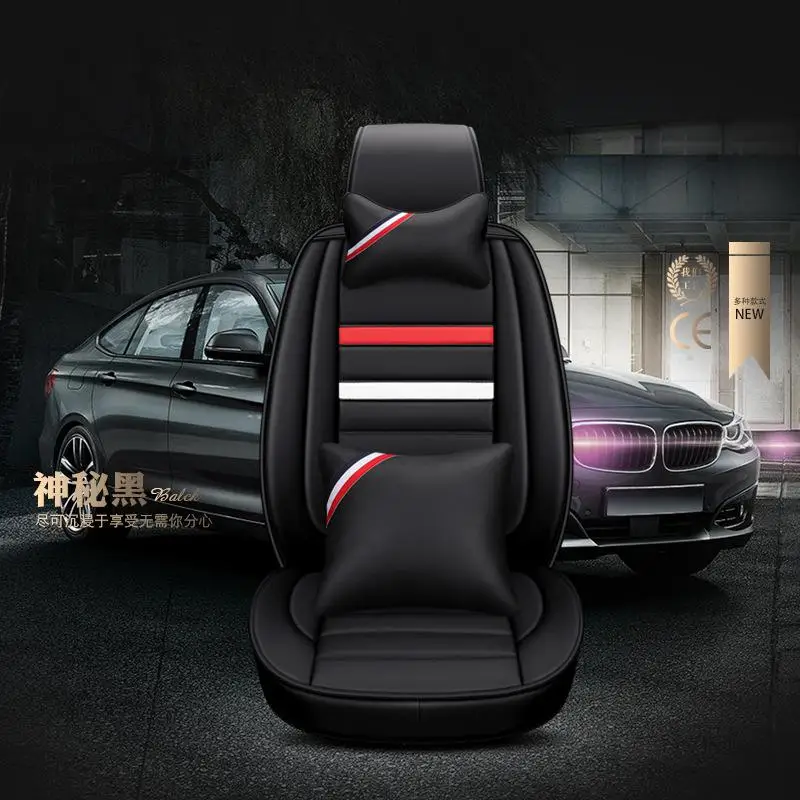 Авто pu кожаный чехол для сиденья автомобиля набор для Volkswagen PASSAT b5, b6, b7, b8 Tiguan Polo SANTANA Gran Lavida CROSS Lamando - Название цвета: black