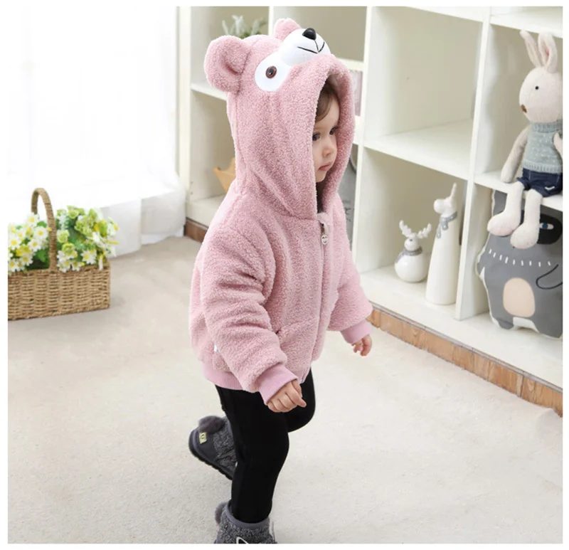  autumn winter baby boys girls hooded jackets new pattern duffy bear pink gray yellow coats children clothes (1)