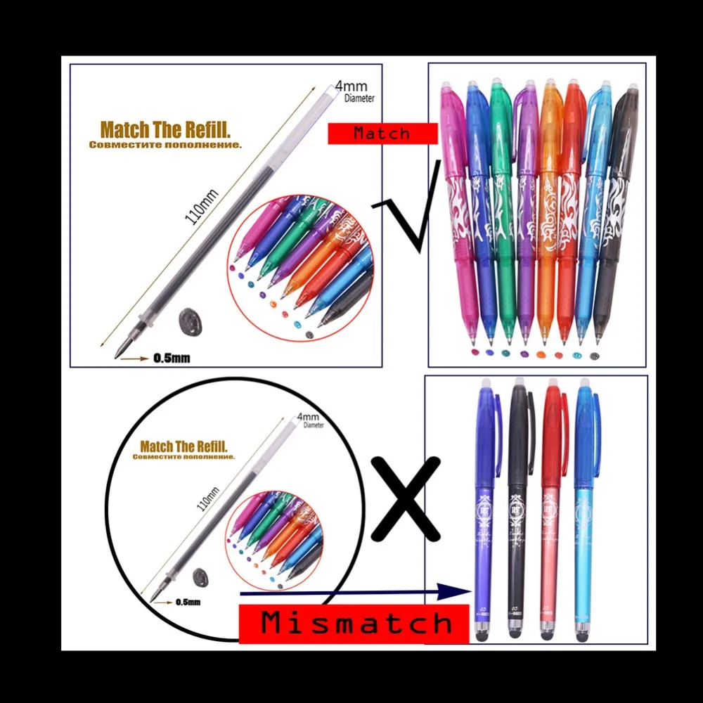 Стираемая ручка 16 шт или заправка 30 шт 0,5 мм шариковая ручка гелевая ручка канцелярские принадлежности A и B Тщательно отобранные см. Фото покупки