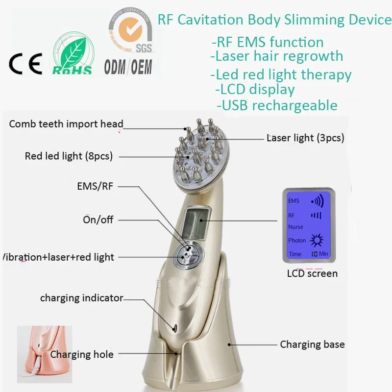 От выпадения волос обработки rf EMS роста волос электрический стимулятор прибор для массажа головы