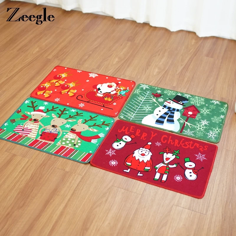 Zeegle Christmas Door Mats Hallway Rugs Anti-slip Bathroom Mats Bedroom Carpet Foot Mat Area Rug For Living Room Kids Room Mat
