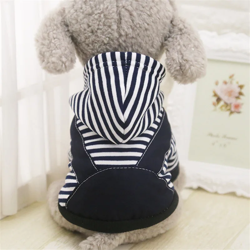 XS 7XL Dog Clothes Stripe Hoodies Warm Pet Coat Outfit for Small Large