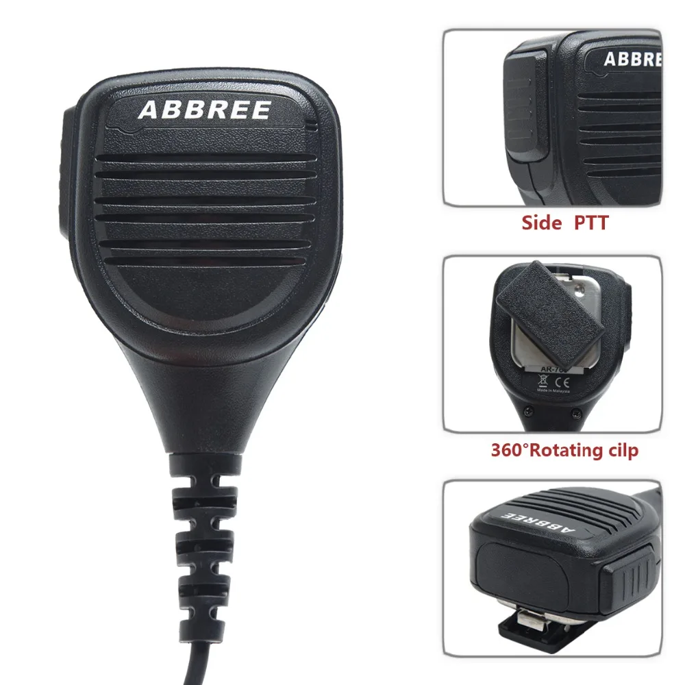 ABBREE AR-760 PTT непромокаемые плеча Динамик микрофон для Kenwood TYT Baofeng двухстороннее радио UV-5R BF-888S UV-82 иди и болтай Walkie Talkie