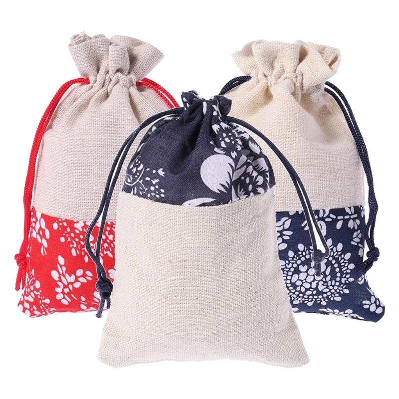 

Cotton Linen Pouch Drawstring Jewelry Wedding Favors Gift Bag Storage Handmade