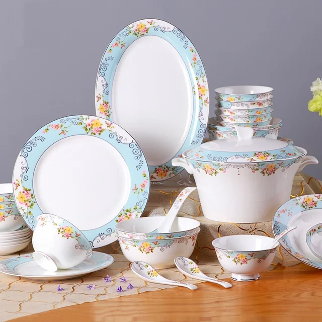 High quality 50pcs household ceramic tableware set Bone china dishes