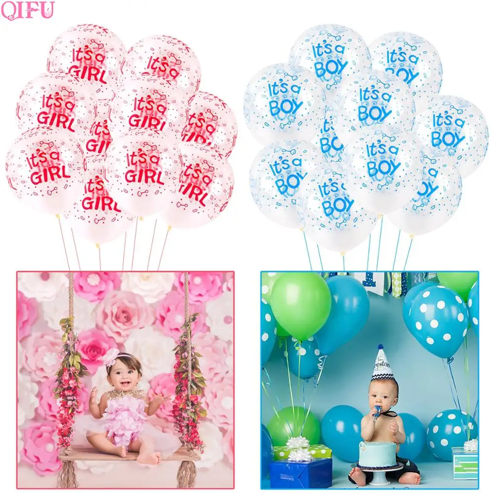 

QIFU It's a Boy Balloons Birthday Ballons It's a Girl Balloons Baby Shower Confetti Baloons Happy Birthday Decorations Kids Gift