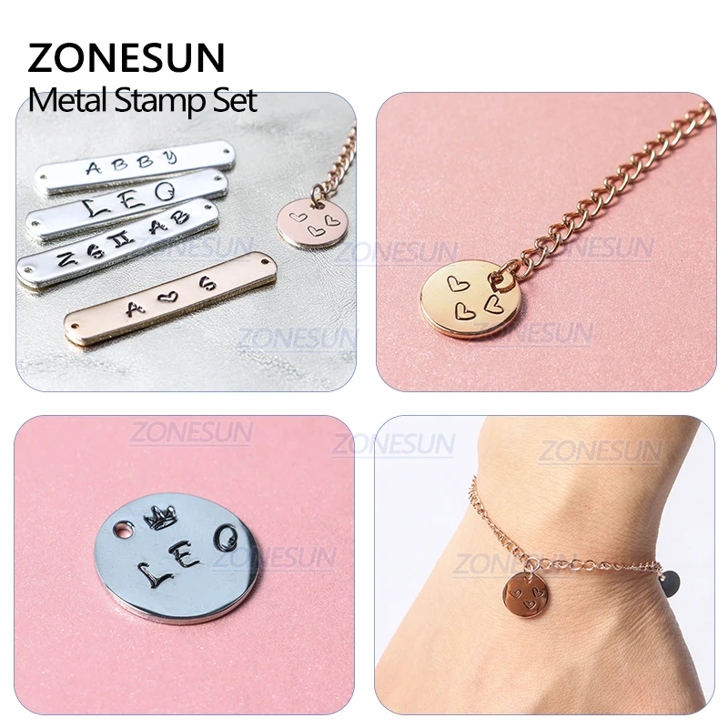 ZONESUN 36PCS Jewelry Metal Stamps Alphabet Set A-Z Heart Symbol Leather Punch Die Case Craft Stamping Tools Steel Metal