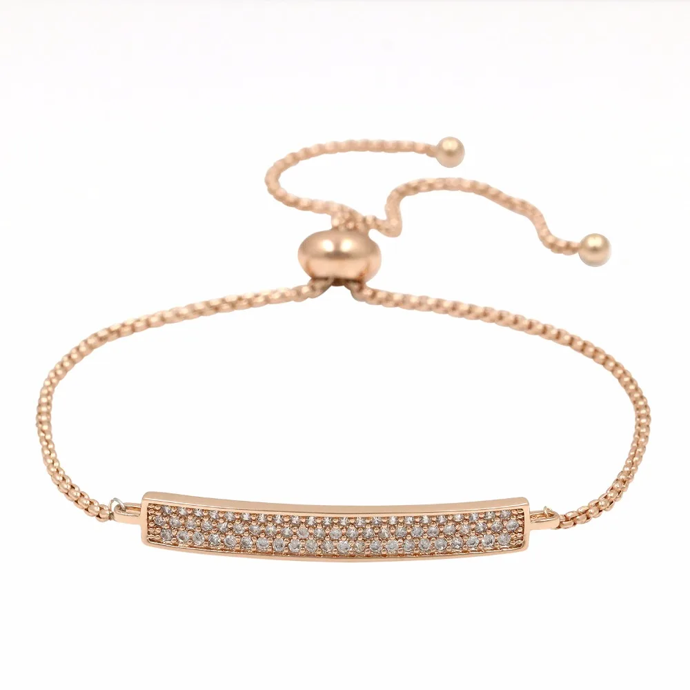 

Baiduqiandu Brand Oblong Bar Cubic Zirconia CZ Zircon Crystal Adjustable Bracelets for Women