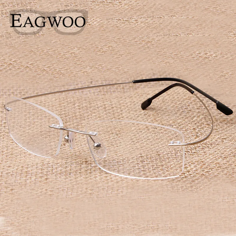 Price Pure Titanium Eyeglasses Rimless flexible Optical Frame Prescription Spectacle Frameless Glasses Eye glasses 010 Line Temple