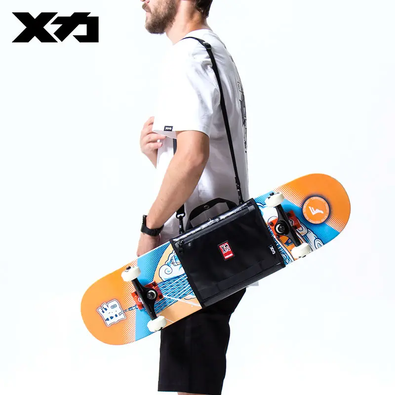 MACKAR Crossbody Skateboard Bag Rubber Coating Cloth Man Skate Handbags