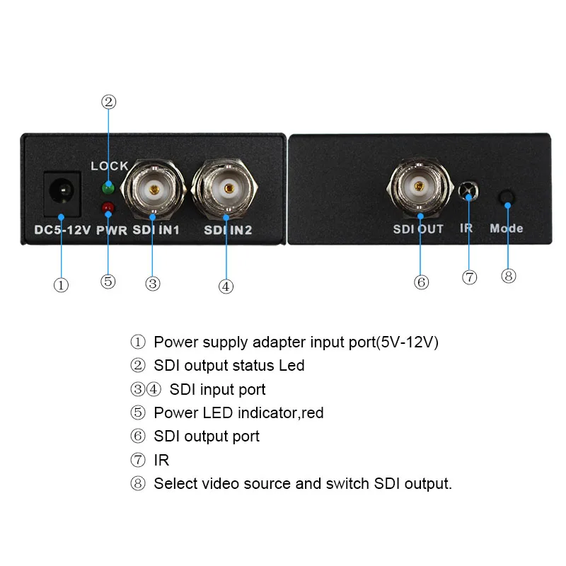 Wiistar переключатель SDI 2x1 HUB умный удлинитель с переключателем 2 в 1 конвертер для 3G HD