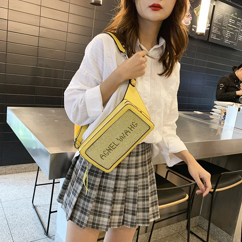 

Women Rhinestone Fanny Pack Packs Waist Chest Bag Girls Letter Shoulder Bags for Women 2019 Match Everything BANGE