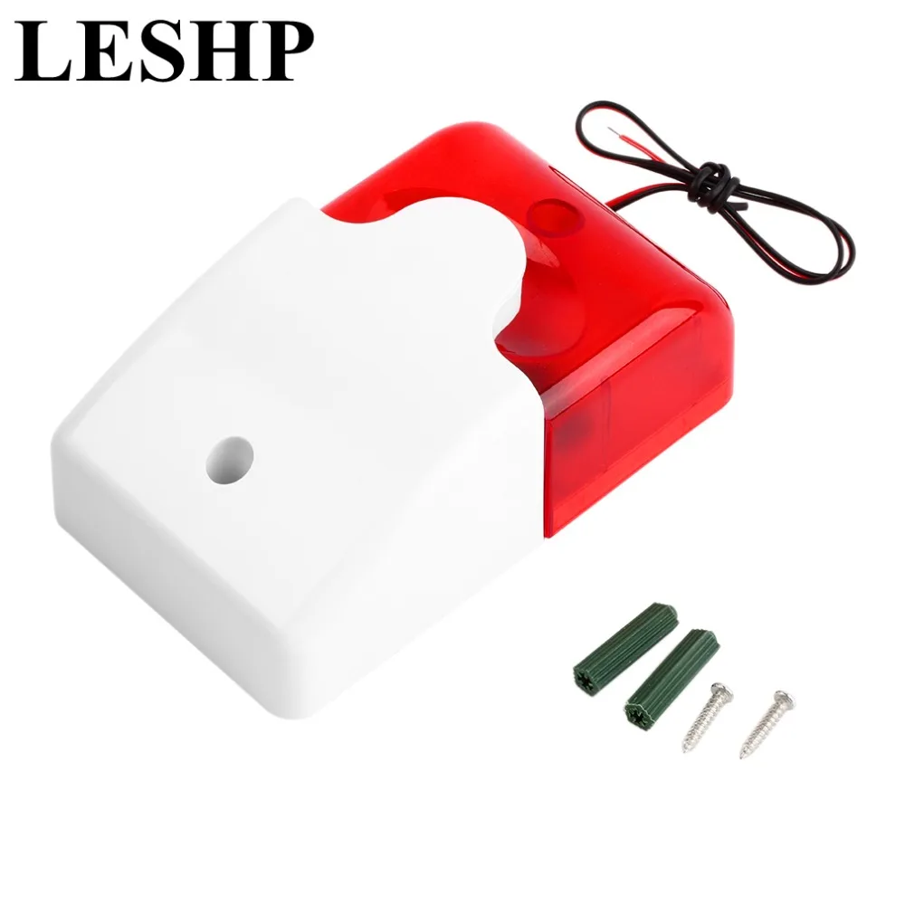 

new1Sets Mini Wired Strobe Siren Durable 12V Sound Alarm Strobe Flashing Red Light Sound Siren Home Security Alarm System 115dB