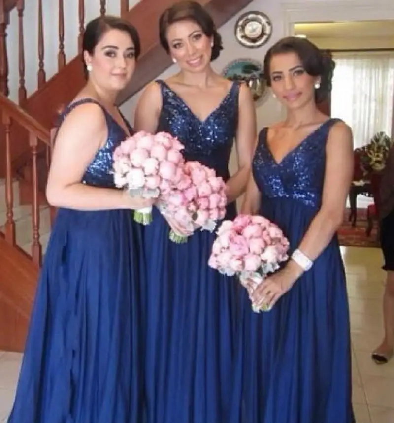 Compra vestido de lentejuelas azul marino online al por mayor de ...