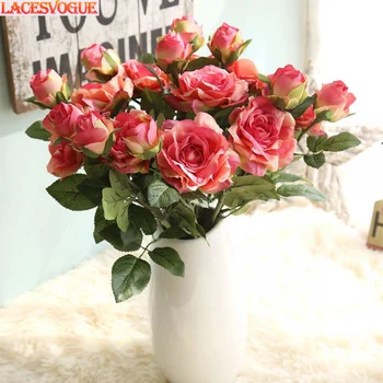 

Wholesale Rose Bouquet Artificial Flower Bouquets Home Decoration Wedding Fake Flower Party Photo props