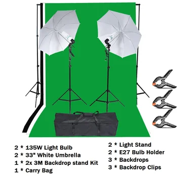 

Lightdow Photography Lighting Kit Photo Studio Kit with Backdrop Stand Light Stand Light Bulb Soft Umbrella Carry Bag ect