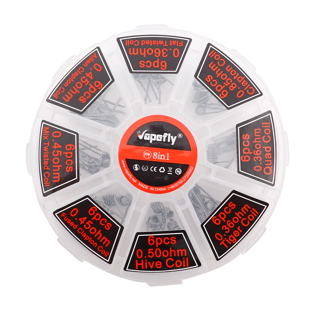 Original Vapefly 8 In 1 Coils 48pcs vapor DIY coils easy to carry 8 in 1