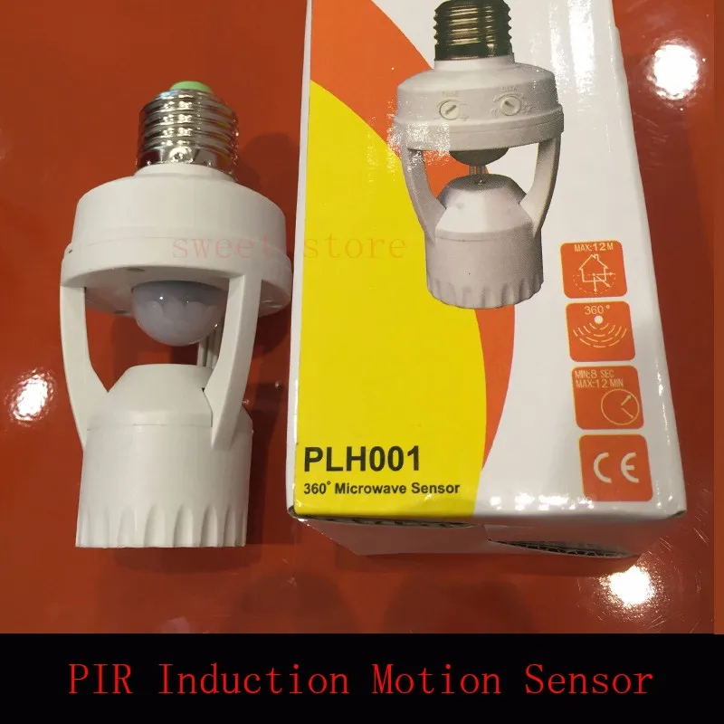 High Quality Infrared PIR Motion Sensor Holder 360 Degree LED E27 Base Lamp Bulb Switch Holder Converter Adaptor 110-240v (4)