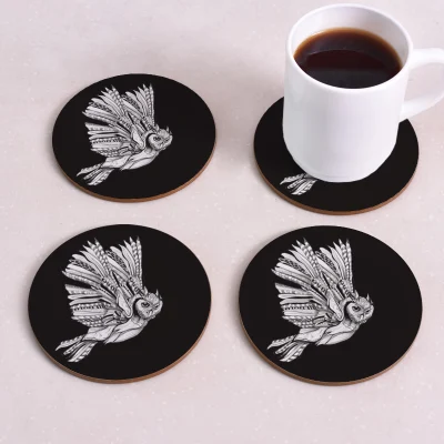 Square Wooden Table Coasters Hot Pad Cork Animal Table Mat Round Placemat Dining Table Mats Kitchen Accessories Decoration Home