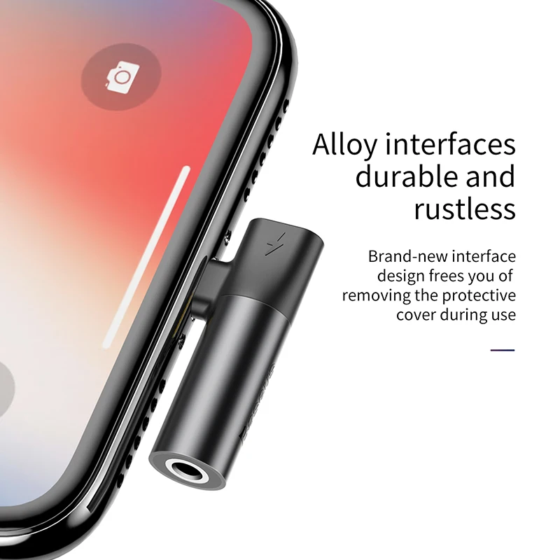 Baseus для зарядки+ Музыка 2 в 1 для Lightning до 3,5 мм Jack адаптер аудио кабель для iPhone X XS Max XR аудио сплиттер